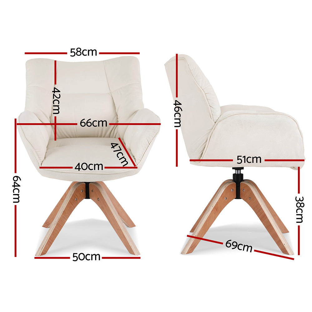 Artiss Swivel Chair Armchair Nursing Velvet White-1