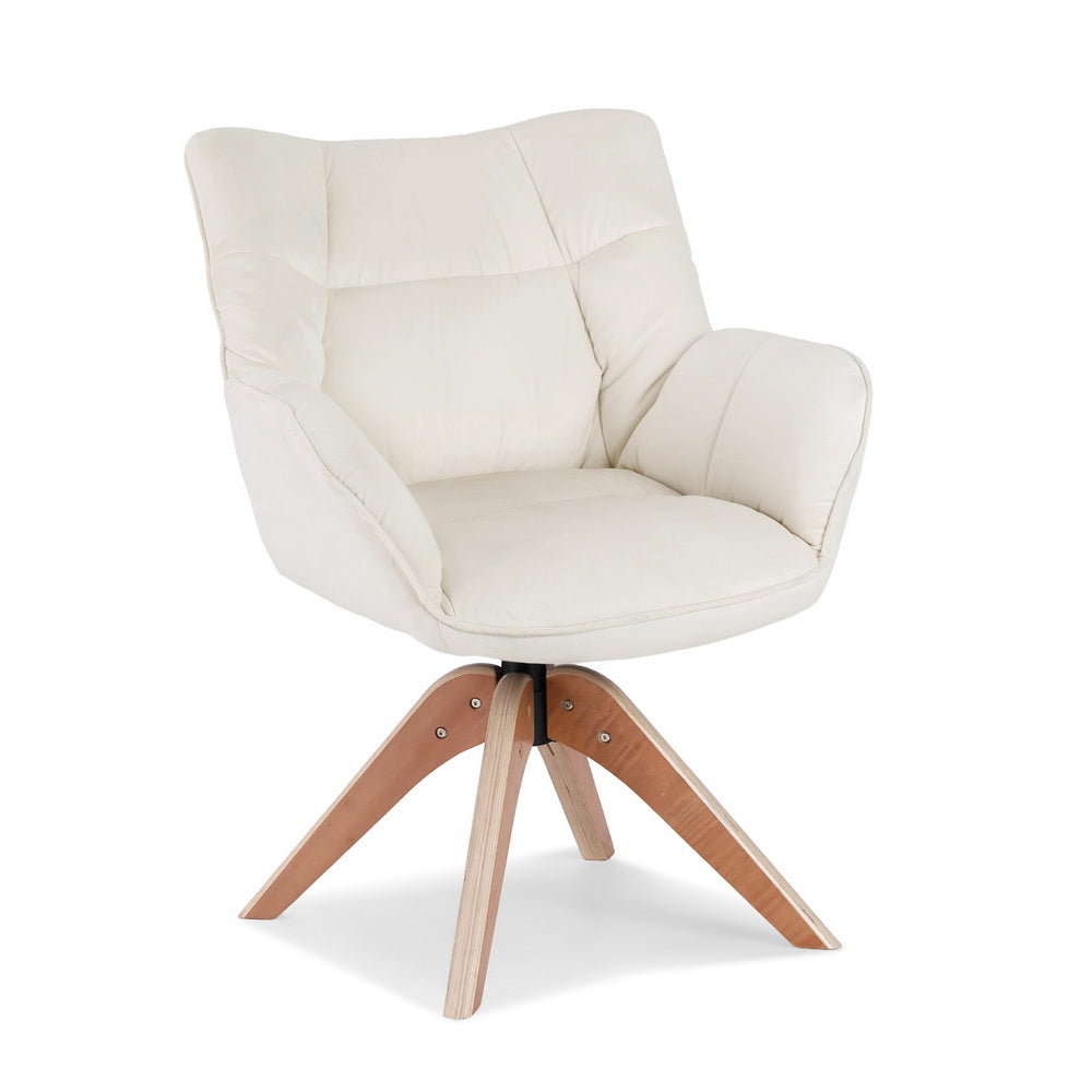 Artiss Swivel Chair Armchair Nursing Velvet White-2
