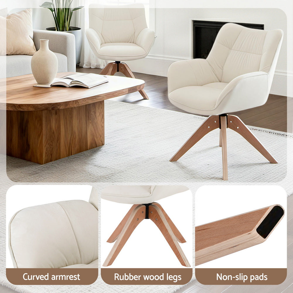 Artiss Swivel Chair Armchair Nursing Velvet White-4