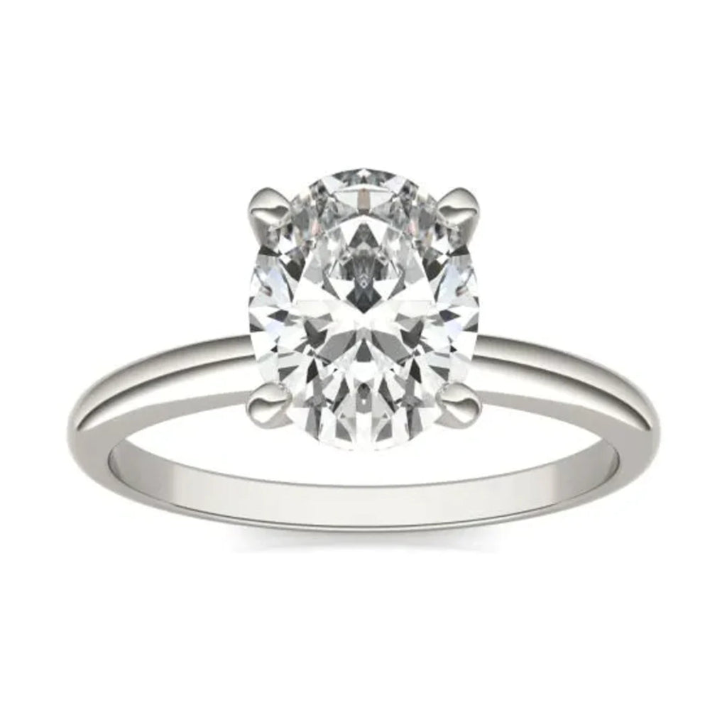 2.00 CTW AGI Certified  Oval Lab Grown Diamond Solitaire Engagement Ring in 14K White Gold (G-VS)-0