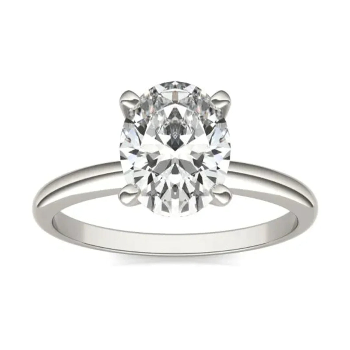 2.00 CTW AGI Certified  Oval Lab Grown Diamond Solitaire Engagement Ring in 14K White Gold (G-VS)-0