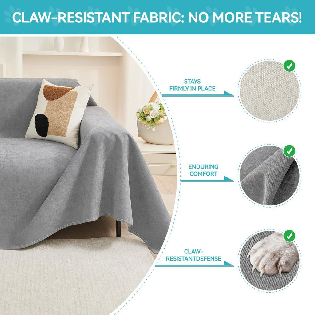 71" x 134" Couch Protector from Cat Claws, Waterproof Couch Cover Anti Slip,Couch Cover 3 Cushion Sofa Washable,Anti-Scratch Pet Sofa Cover Heavy Duty - Light Gray-1