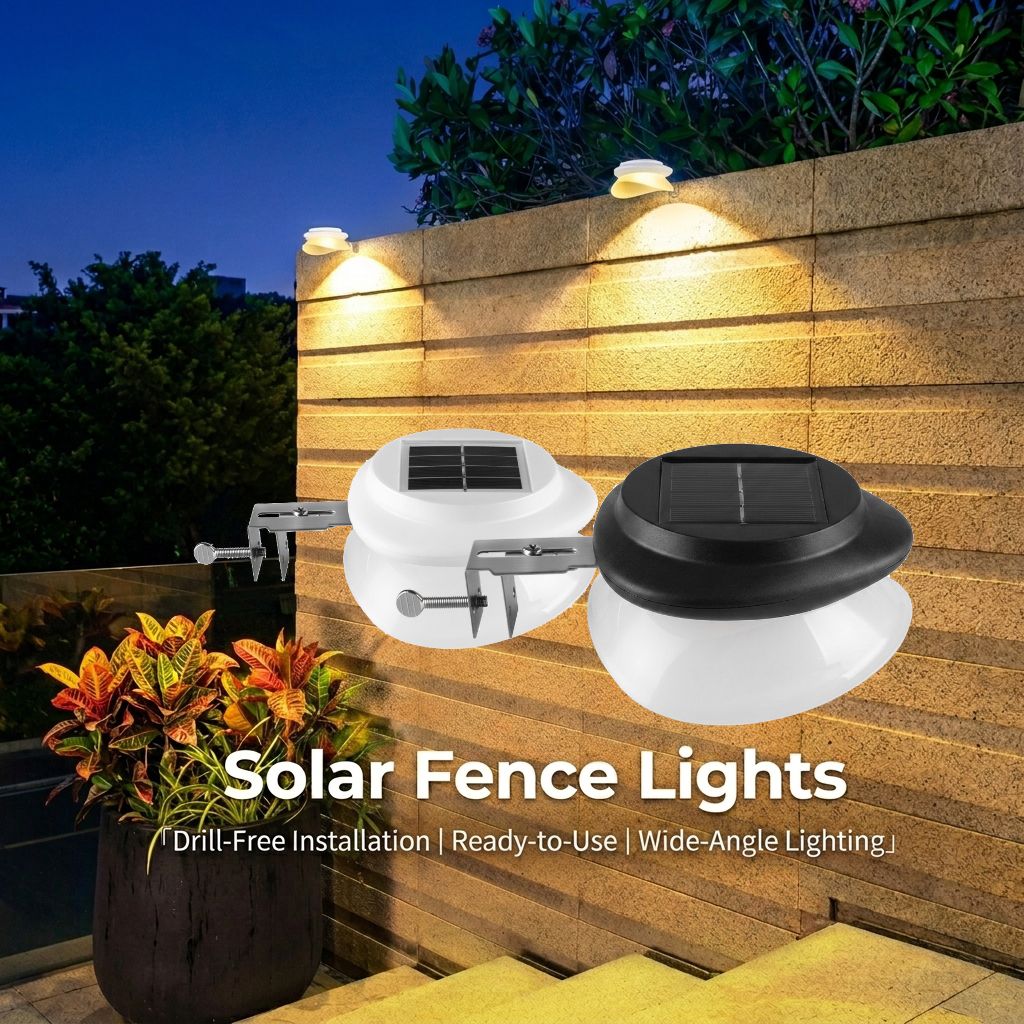 Solar Powered Fence Light with Durable ABS+PC Housing, Monocrystalline Silicon Panel, and Adjustable Mounting Clip for Outdoor Garden, Patio, Deck, and Walkway Illumination in Warm White or Cool White (16PCS, White Housing‑Warm White Light)-0