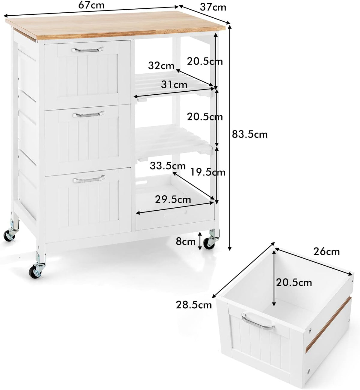 NNEDSZ Kitchen Island on Wheels with Storage-2
