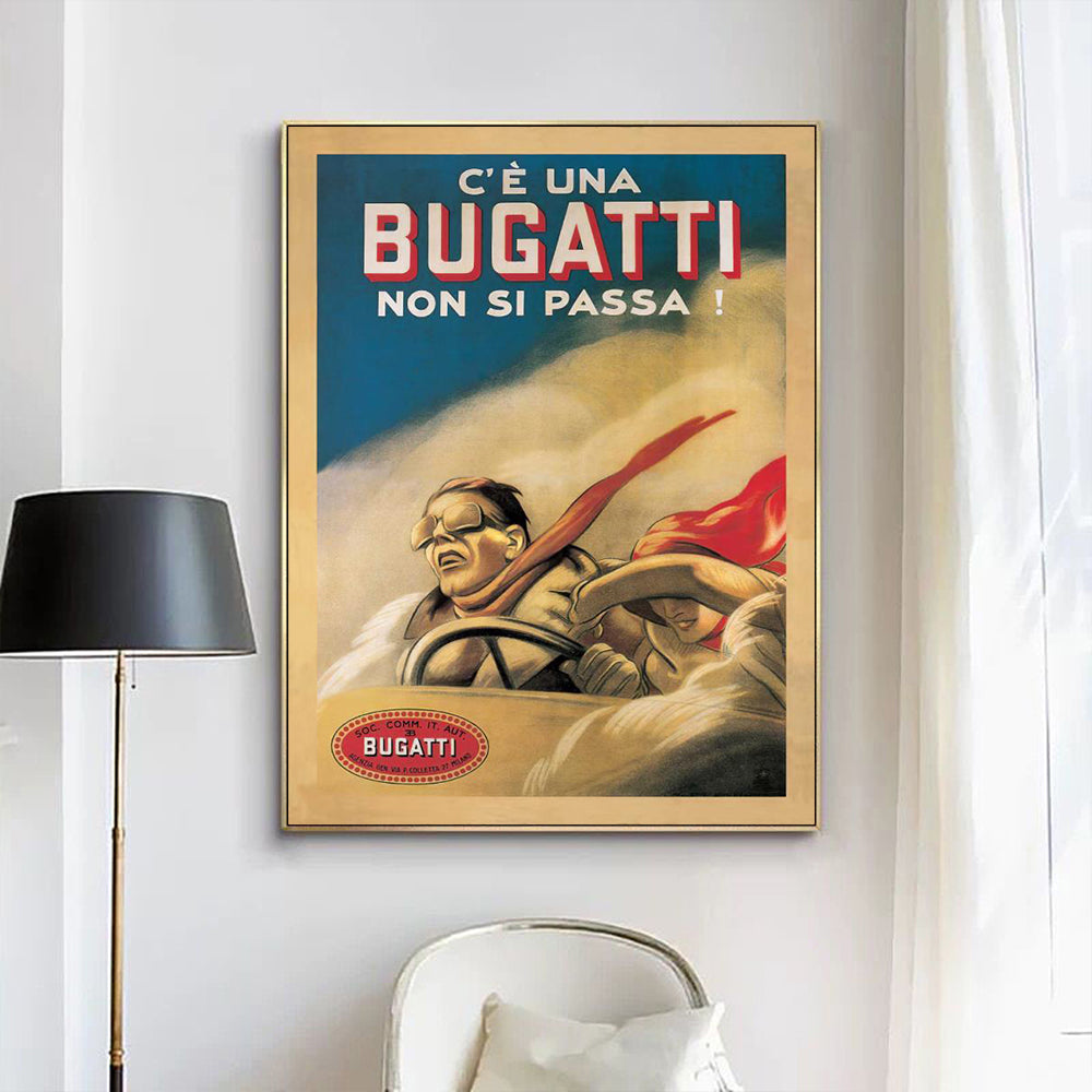 NNEDSZ Wall Art 50cmx70cm Bugatti Gold Frame Canvas-1