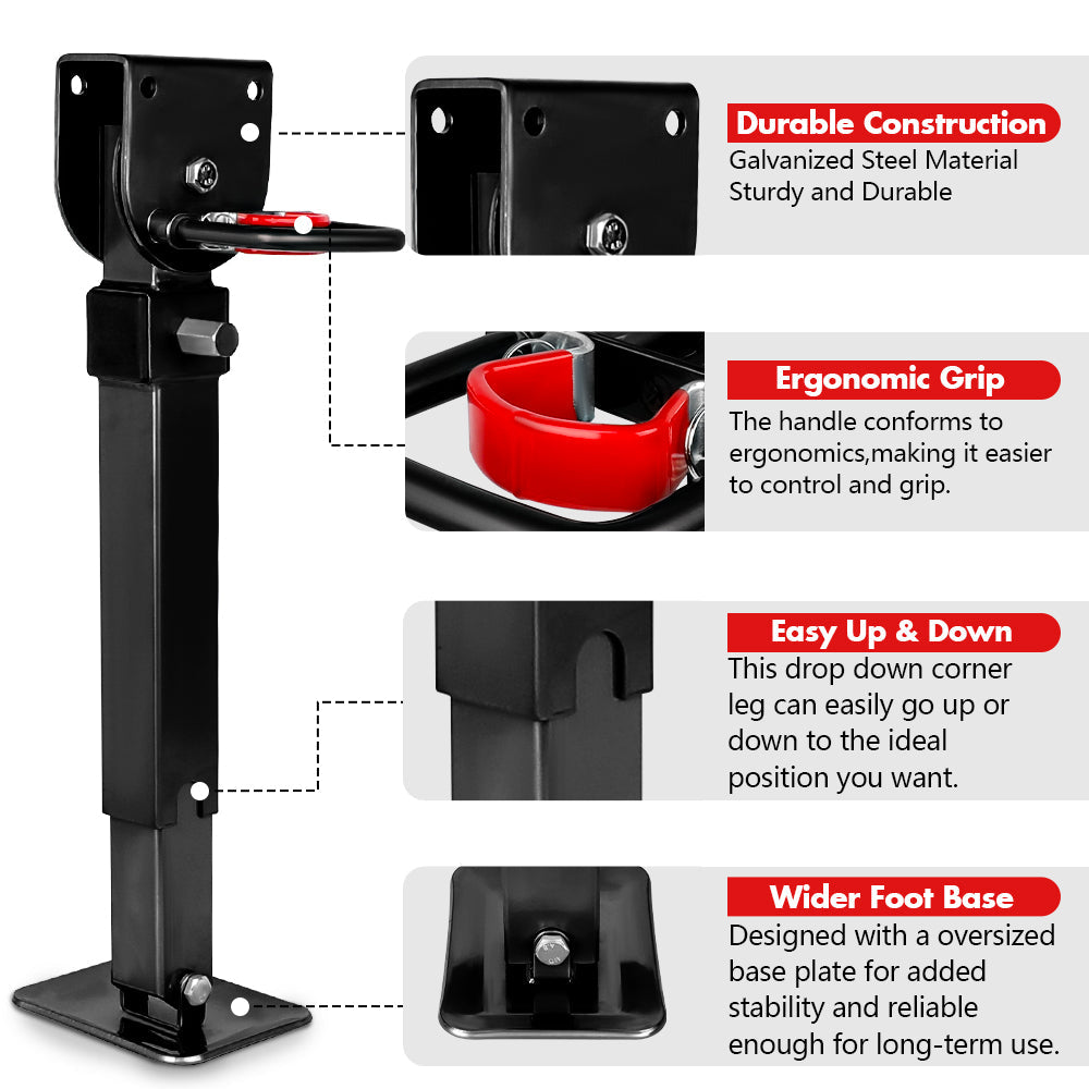 NNEDSZ Drop Down Legs 440MM- 560MM Trailer Steel Legs Caravan Corner 1200LBS Black-1