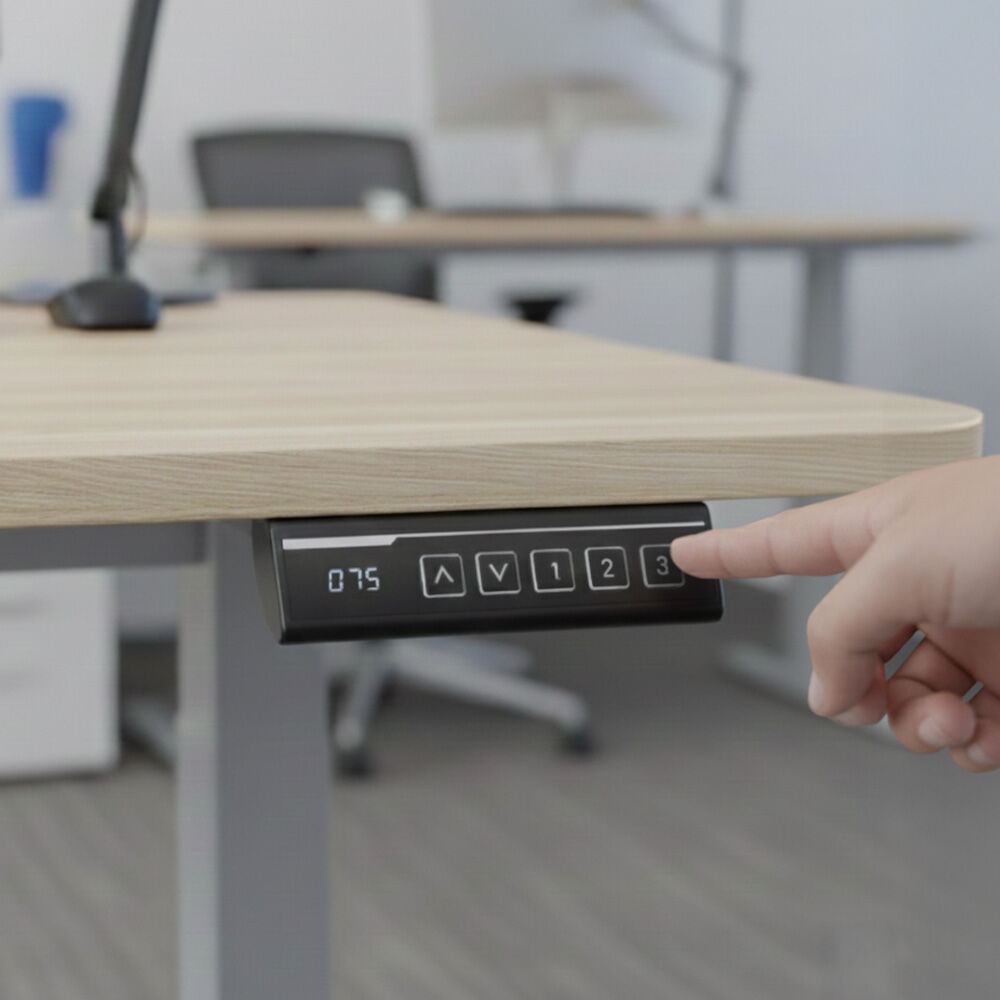 FORTIA Sit To Stand Standing Desk, 120x60cm, 72-118cm Electric Height Adjustable, Light Oak Style Desktop Silver Frame-3