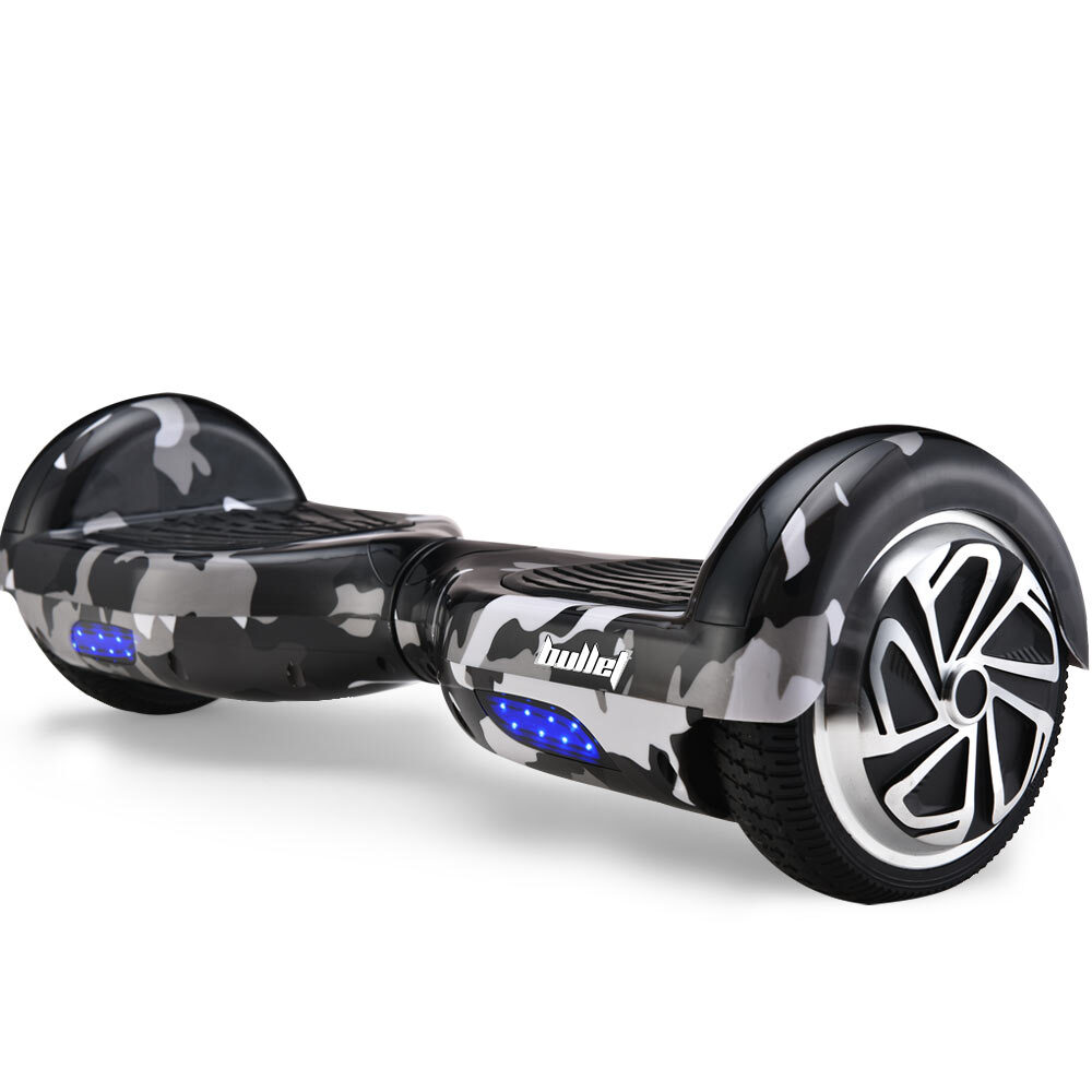 NNEDSZ Electric Hoverboard Scooter 6.5 Inch Wheels, Colour LED Lighting, Carry Bag, Gen III Camo Grey-0
