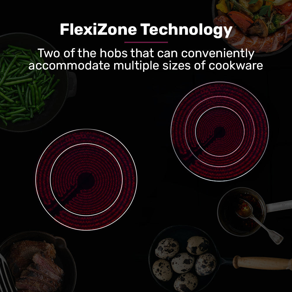 EuroChef 90cm 5 Zone Ceramic Cooktop, 8900W Electric, FlexiZone Adjustable Size Hobs, Touch Controls-2