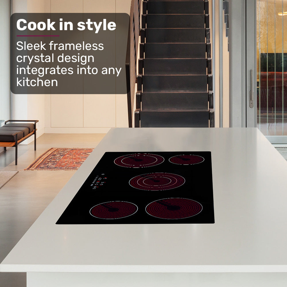 EuroChef 90cm 5 Zone Ceramic Cooktop, 8900W Electric, FlexiZone Adjustable Size Hobs, Touch Controls-4