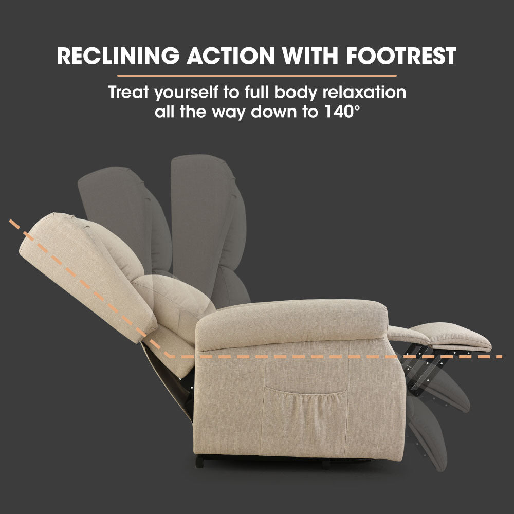 NNEDSZ FORTIA Electric Recliner Lift Heat Chair for Elderly, Massage, Heat Therapy, Aged Care, Beige-2