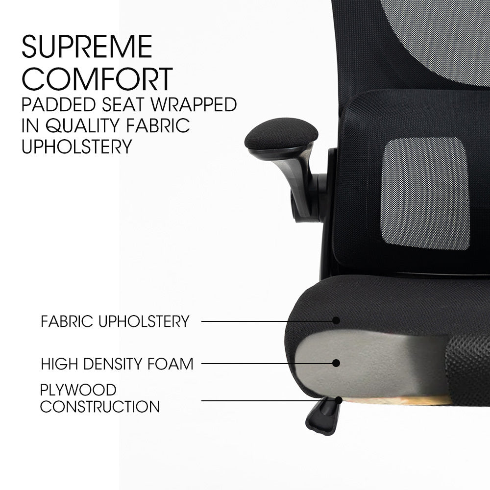 NNEDSZ FORTIA Ergonomic Office Desk Chair, Lumbar Support, Mesh Fabric, Adjustable Headrest, Retractable Armrests, Black-2