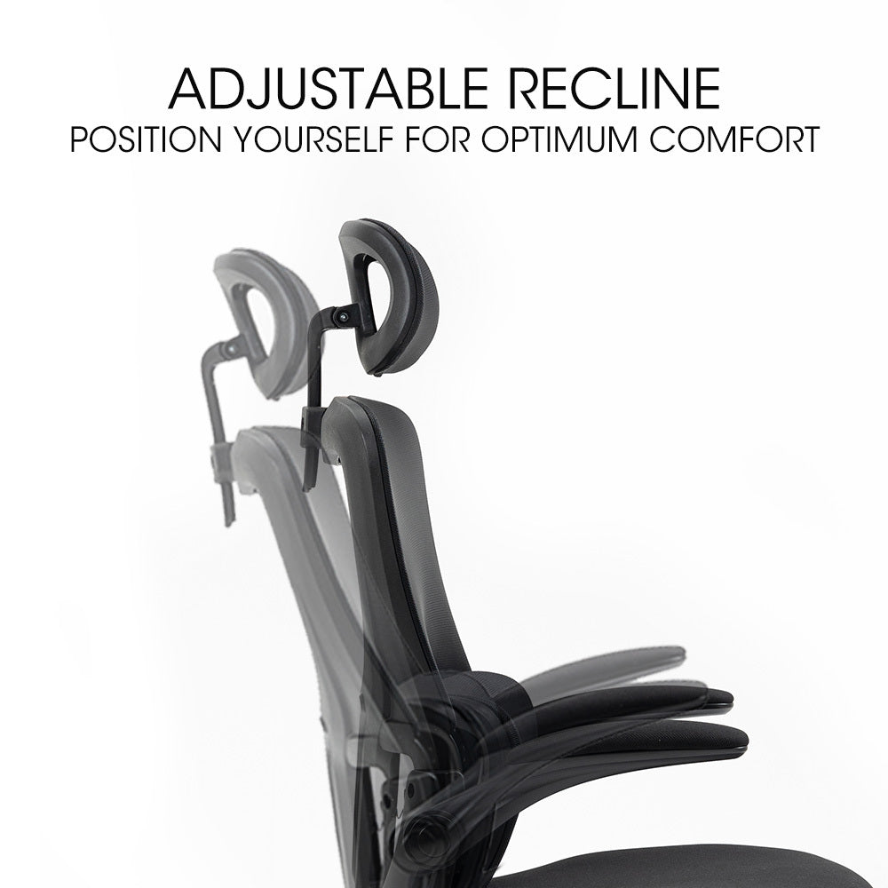 NNEDSZ FORTIA Ergonomic Office Desk Chair, Lumbar Support, Mesh Fabric, Adjustable Headrest, Retractable Armrests, Black-4