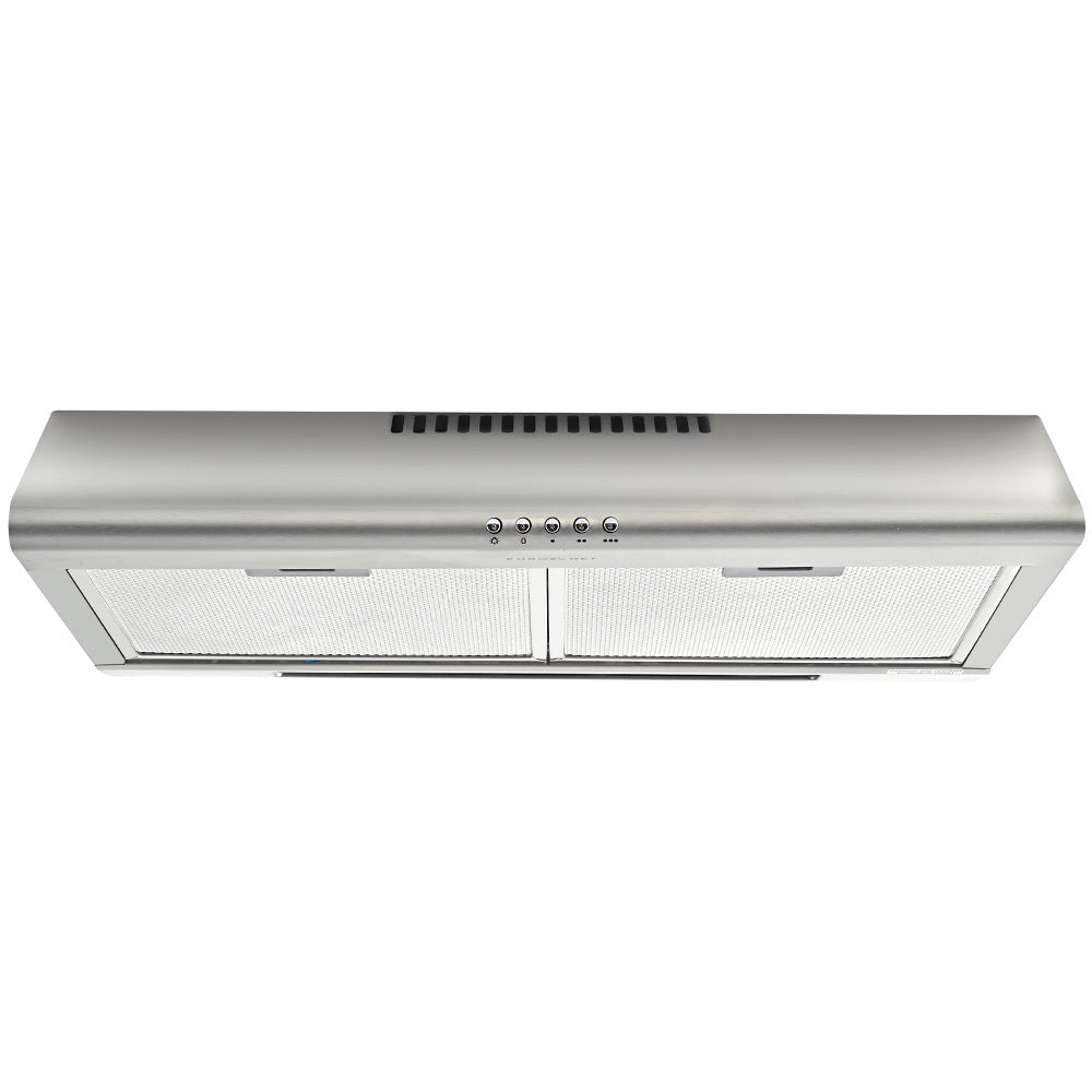 NNEDSZ EUROCHEF 60cm Fixed Stainless Steel Rangehood, Quiet 3-Speed, 4-Layer Dishwashable Filters, Halogen Lights EFR60S-0