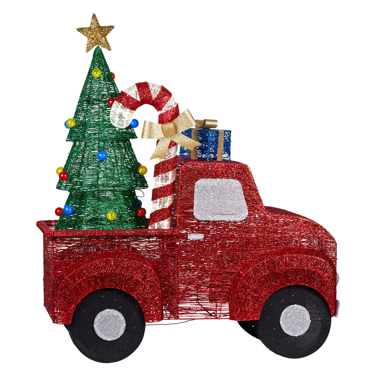 NNEDSZ Christabelle 1.4m Christmas Tree Truck Indoor Outdoor Display Decoration LED Lights Front Yard Lawn Statue Ornament-4
