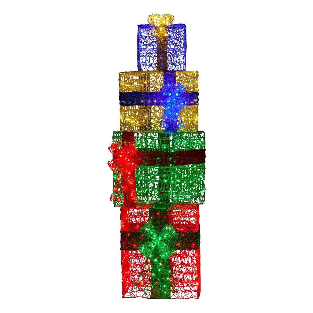 NNEDSZ Christabelle 190cm 4-piece Gift Stack Box Christmas Decor Bows Led Lights Xmas-0