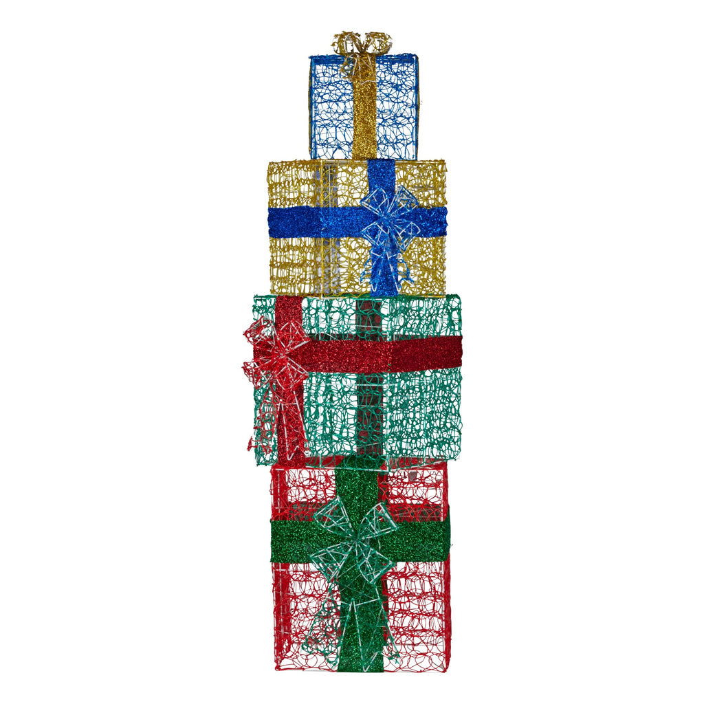 NNEDSZ Christabelle 190cm 4-piece Gift Stack Box Christmas Decor Bows Led Lights Xmas-4