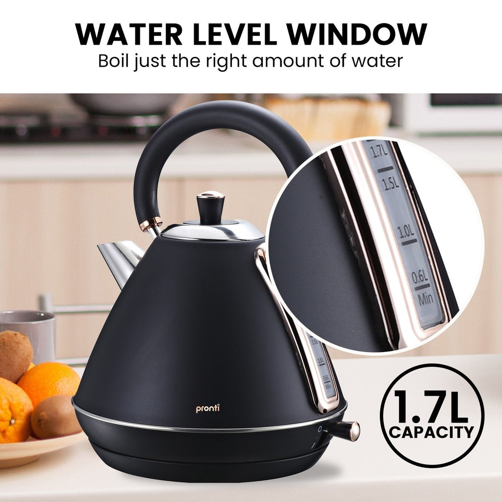 NNEDSZ Pronti Toaster, Kettle & Coffee Machine Breakfast Set - Black-4