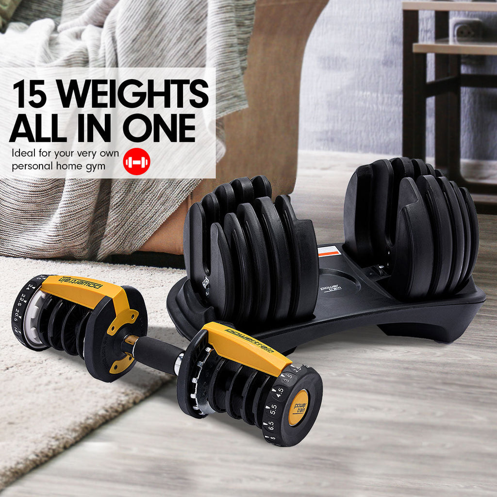 NNEDSZ 1x 24KG  Adjustable Home Gym Dumbbell - Gold-1