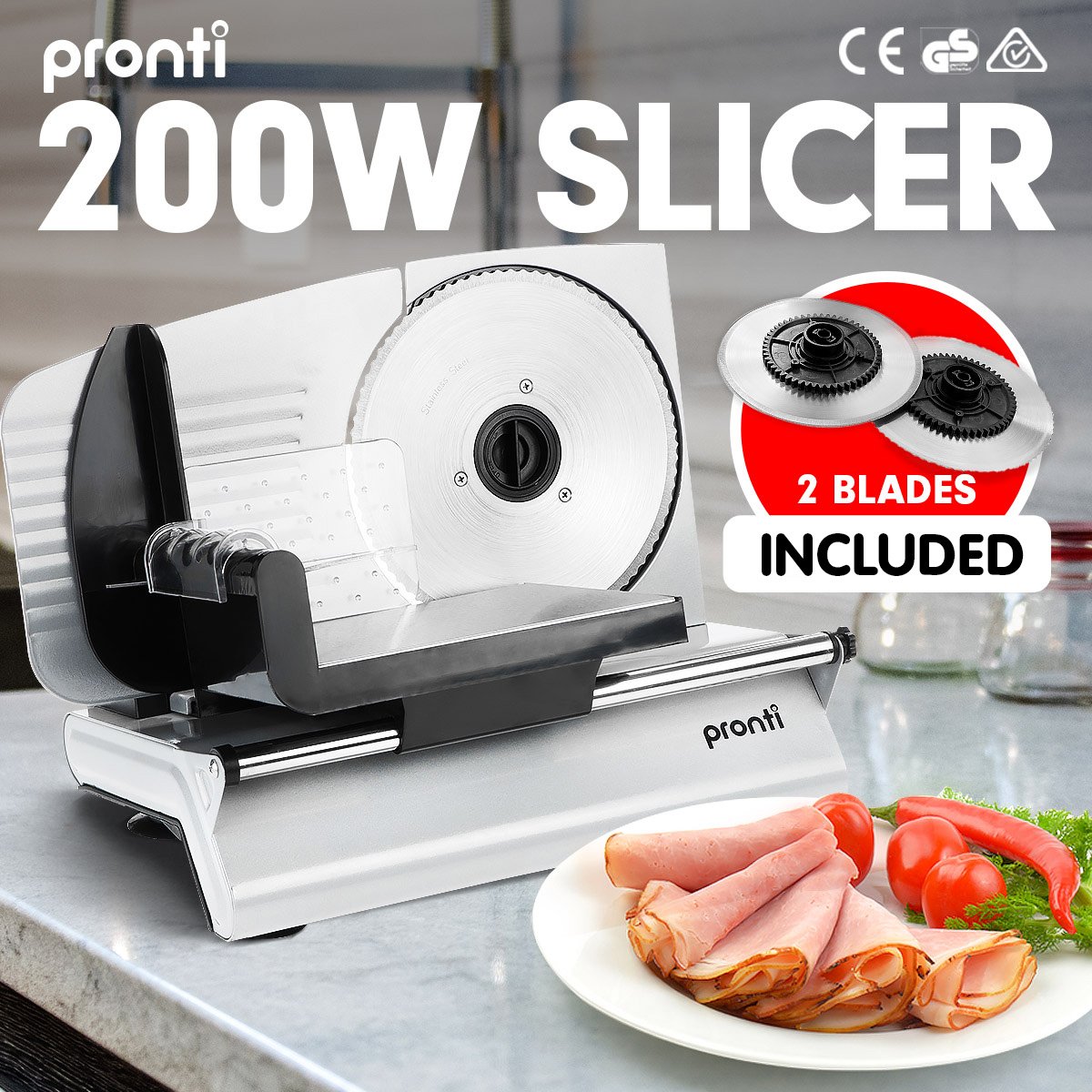 NNEDSZ Pronti Deli and Food Electric Meat Slicer 200W Blades Processor-1