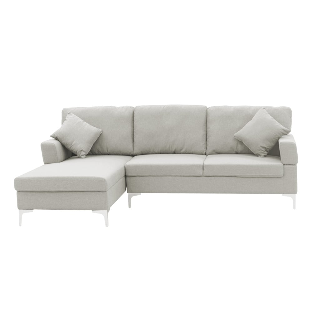 NNEDSZ Sarantino Linen Corner Sofa Couch Lounge L-shape W/right Chaise Seat Light Grey-0