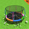NNEDSZ 14ft Trampoline Free Ladder Spring Mat Net Safety Pad Cover Round Enclosure - Rainbow-0