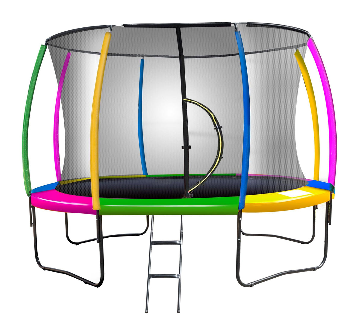 NNEDSZ 14ft Trampoline Free Ladder Spring Mat Net Safety Pad Cover Round Enclosure - Rainbow-1