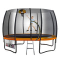 NNEDSZ Twister 12ft Springless Trampoline Outdoor Mat Pad Net Ladder with Basketball Set-0