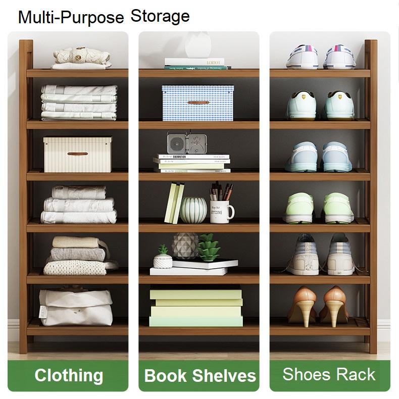 NNEDSZ 8 Tier Tower Bamboo Wooden Shoe Rack Corner Shelf Stand Storage Organizer-1