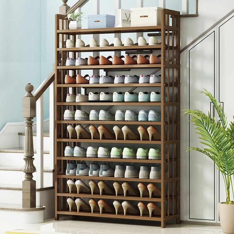 NNEDSZ 8 Tier Tower Bamboo Wooden Shoe Rack Corner Shelf Stand Storage Organizer-3