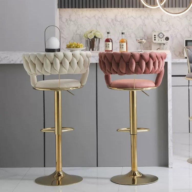 NNEDSZ SERENITà Ivory Velvet Seat Kitchen Breakfast Bar Stools Counter Height Barstools with Back Cushioned Chairs for Home Bar x2-1