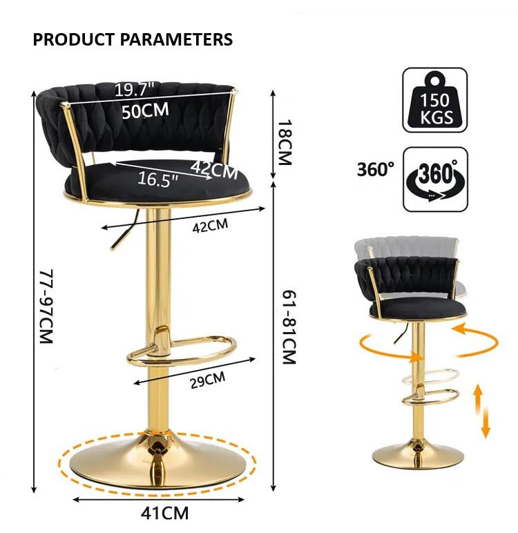 NNEDSZ SERENITà Ivory Velvet Seat Kitchen Breakfast Bar Stools Counter Height Barstools with Back Cushioned Chairs for Home Bar x2-4