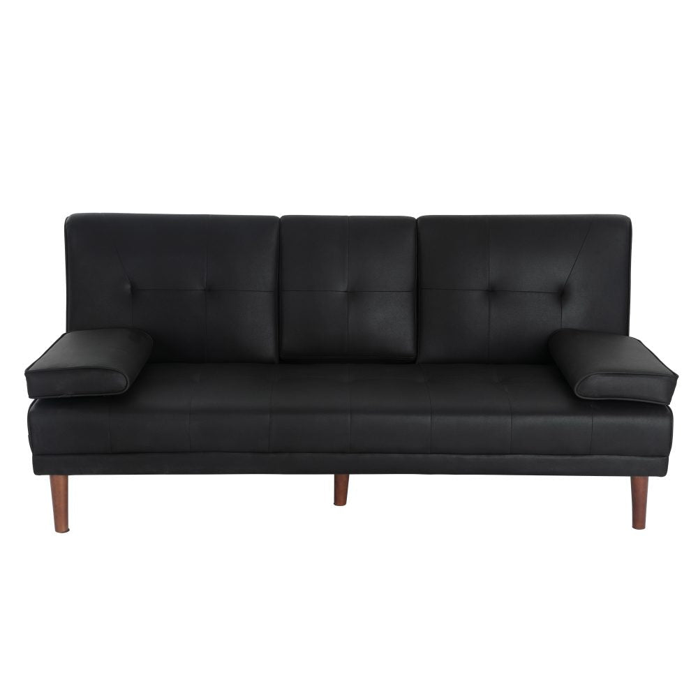 NNEDSZ 3 Seater Adjustable Sofa Bed With Cup Holder Black-1