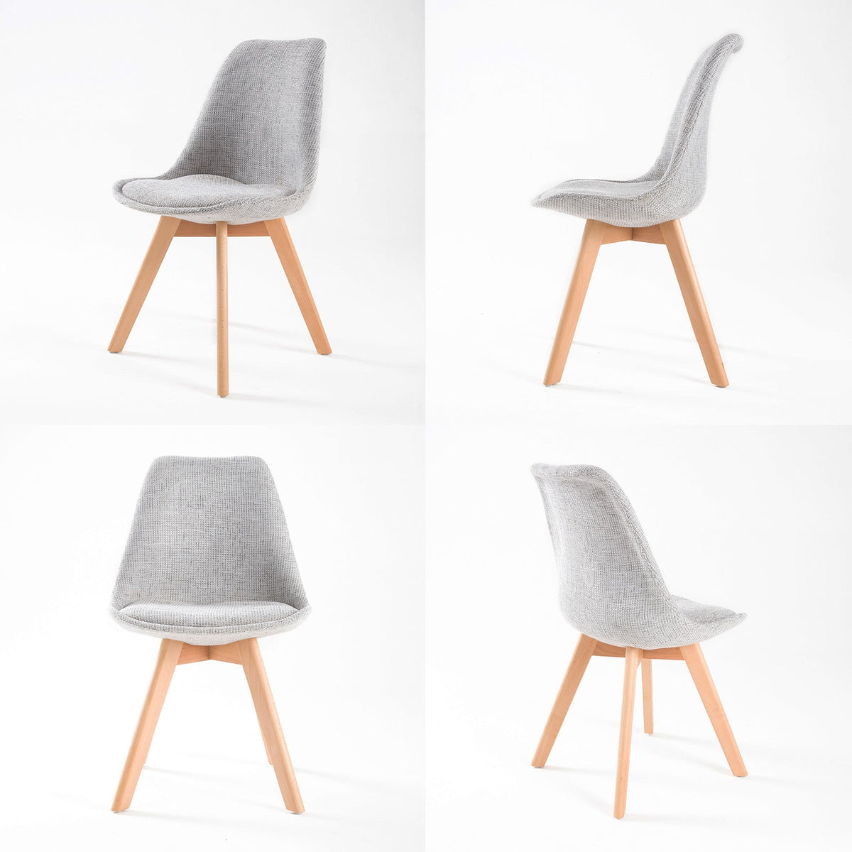 NNEDSZ 2X Retro Dining Cafe Chair Padded Seat GREY-2