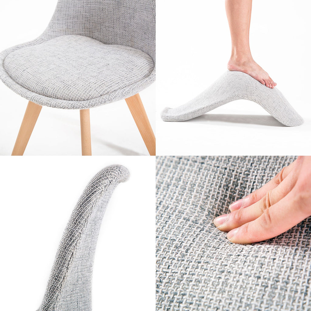 NNEDSZ 2X Retro Dining Cafe Chair Padded Seat GREY-3