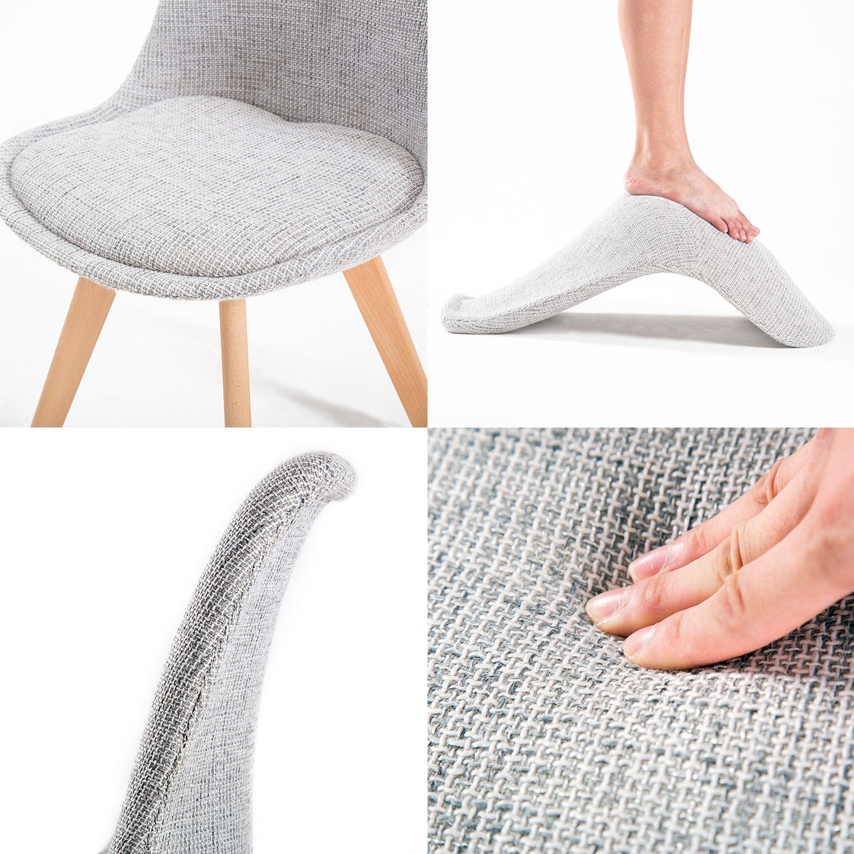 NNEDSZ 2X Retro Dining Cafe Chair Padded Seat GREY-3