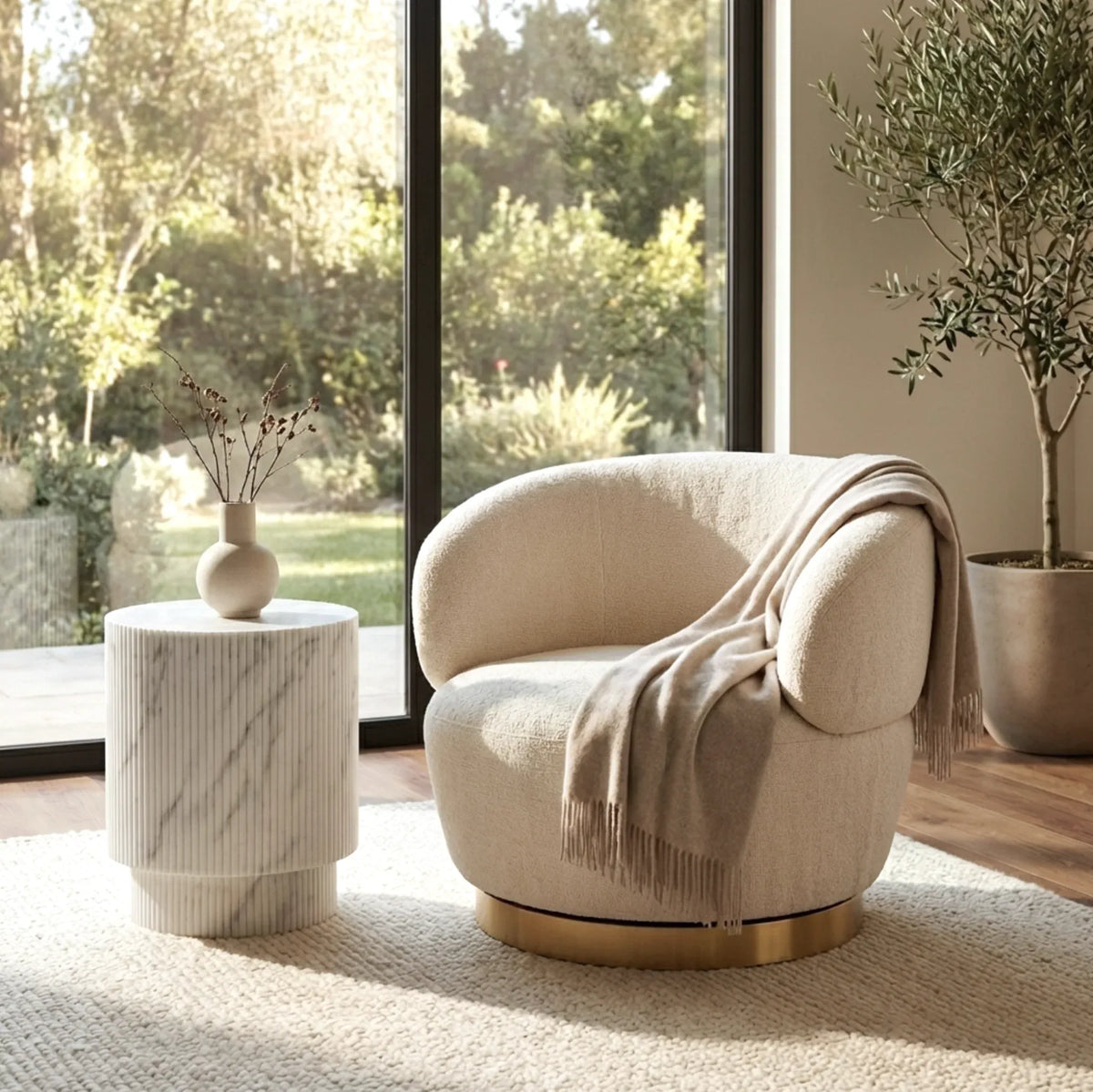 Interior Ave - Luna Swivel Armchair - Vanilla Oat-0