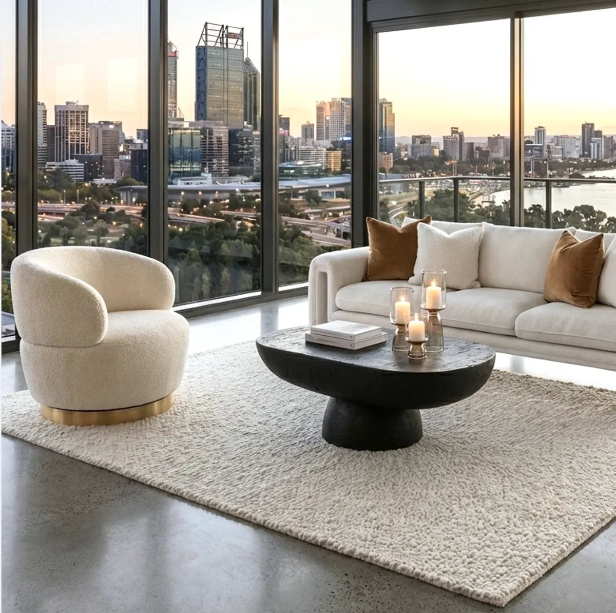 Interior Ave - Luna Swivel Armchair - Vanilla Oat-1