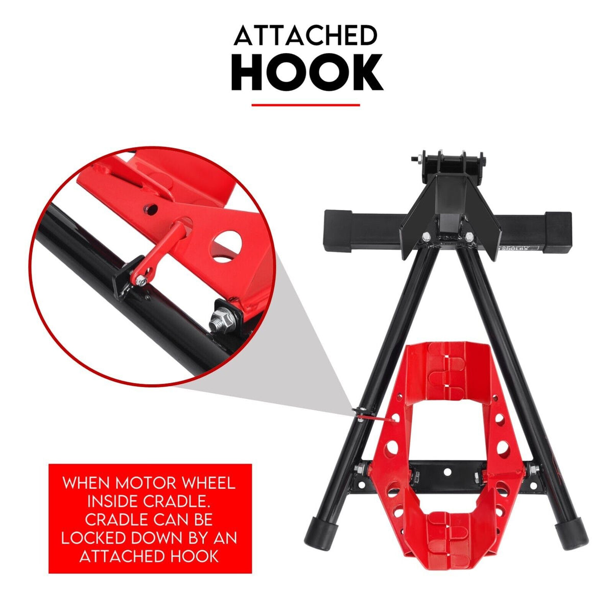 NNEDSZ Heavy Duty Motorcycle Motorbike Stand Front Wheel Chock Trailer Transport-2