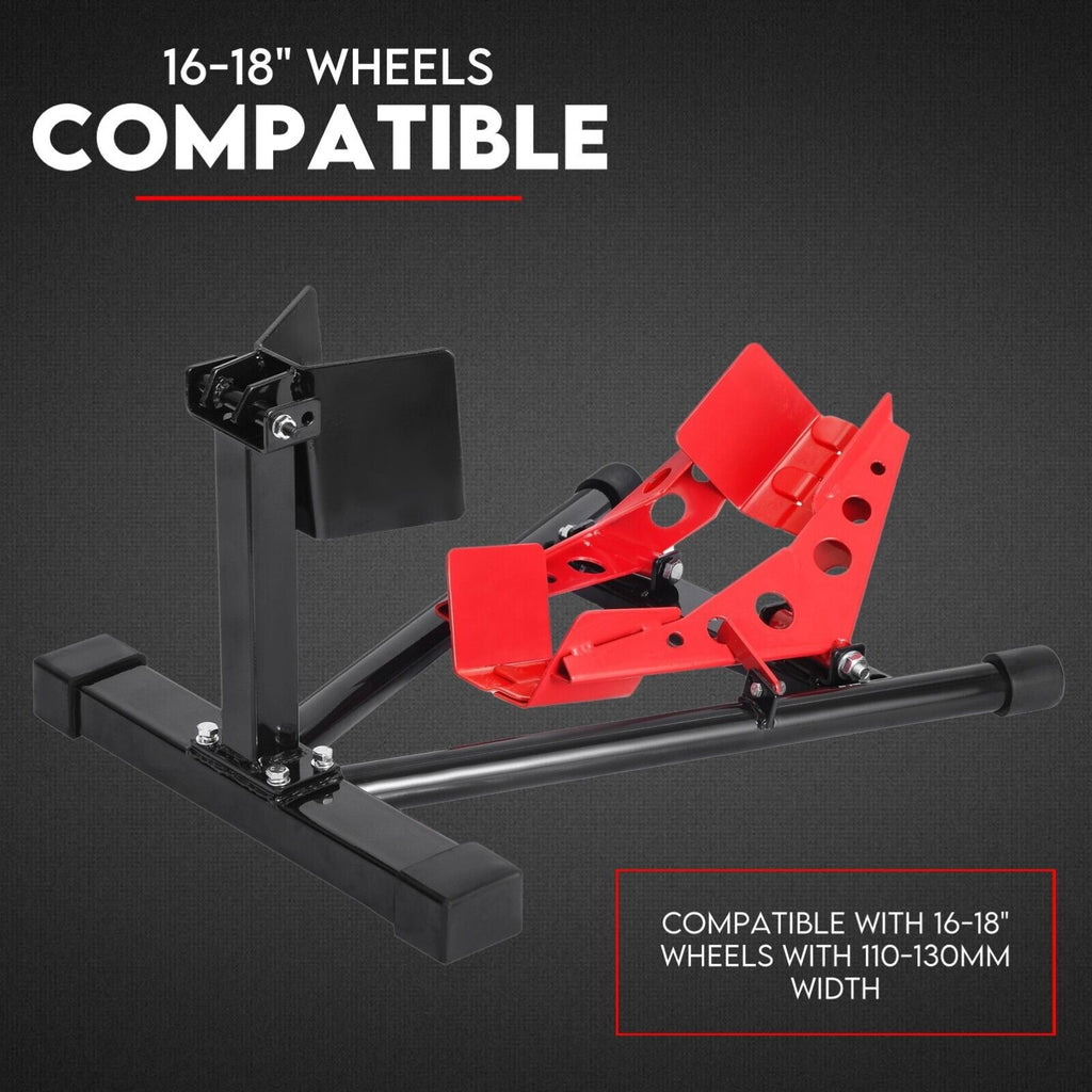 NNEDSZ Heavy Duty Motorcycle Motorbike Stand Front Wheel Chock Trailer Transport-4