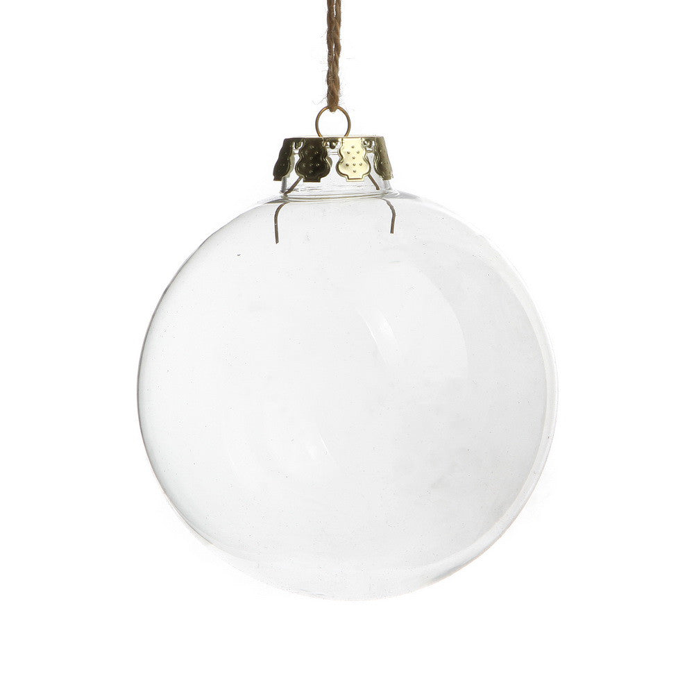 NNEDSZ 24 Bulk Buy Pack of Glass Bauble 6cm Diameter Round Clear with Silver Cap - table or tree centrepice personal memory theme craft gift-0