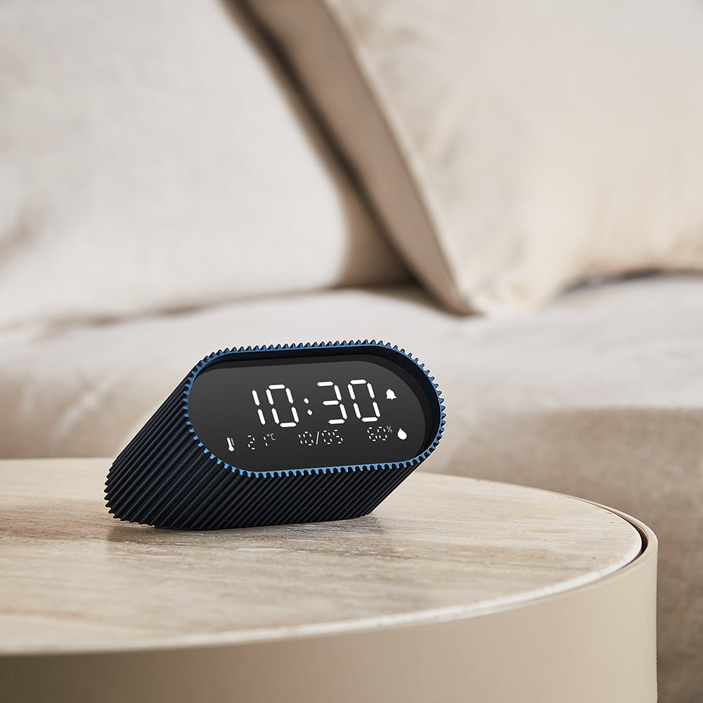 NNEDSZ Lexon Ray Clock Lcd Alarm Clock With Temperature / Humidity Display - Blue-4