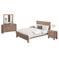 NNEDSZ Pieces Bedroom Suite in Solid Wood Veneered Acacia Construction Timber Slat Queen Size Chocolate Colour Bed, Bedside Table & Dresser-0