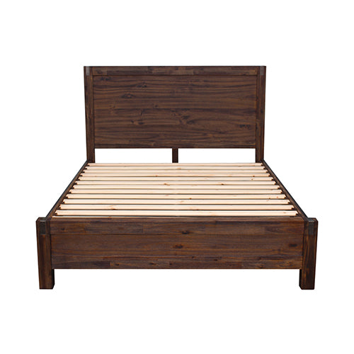 NNEDSZ Pieces Bedroom Suite in Solid Wood Veneered Acacia Construction Timber Slat Queen Size Chocolate Colour Bed, Bedside Table & Dresser-1