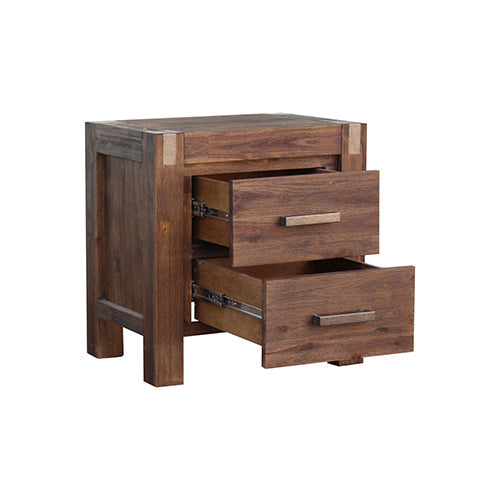 NNEDSZ Pieces Bedroom Suite in Solid Wood Veneered Acacia Construction Timber Slat Queen Size Chocolate Colour Bed, Bedside Table & Dresser-3