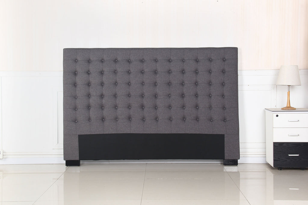 NNEDSZ Bed Head King Charcoal Headboard Upholstery Fabric Tufted Buttons-1