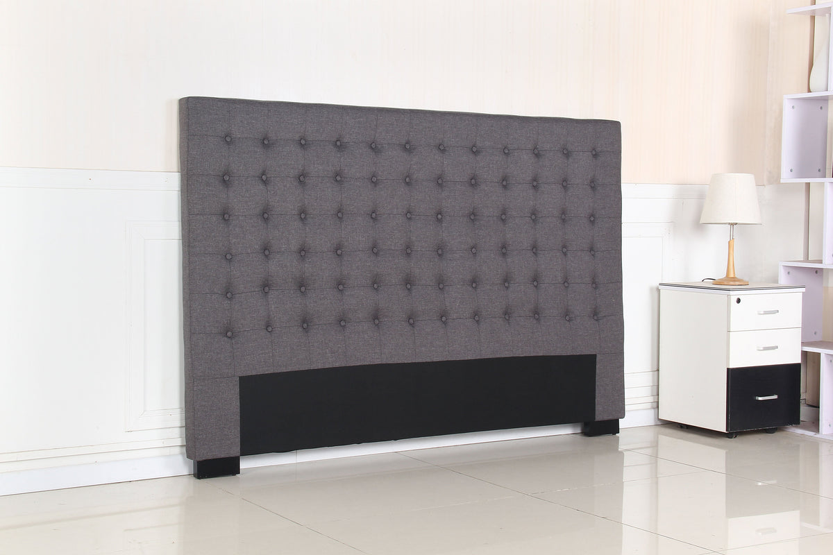 NNEDSZ Bed Head King Charcoal Headboard Upholstery Fabric Tufted Buttons-2