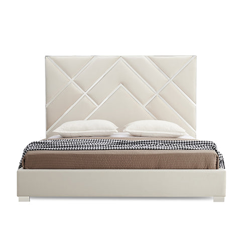 NNEDSZ Matrix Bed Frame Fabric Padded Upholstery High Quality Slats Polished Stainless Steel Feet-2