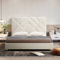 NNEDSZ Matrix Bed Frame Fabric Padded Upholstery High Quality Slats Polished Stainless Steel Feet-0