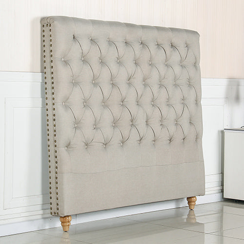 NNEDSZ Bed Head Double Size French Provincial Headboard Upholsterd Fabric Beige-1